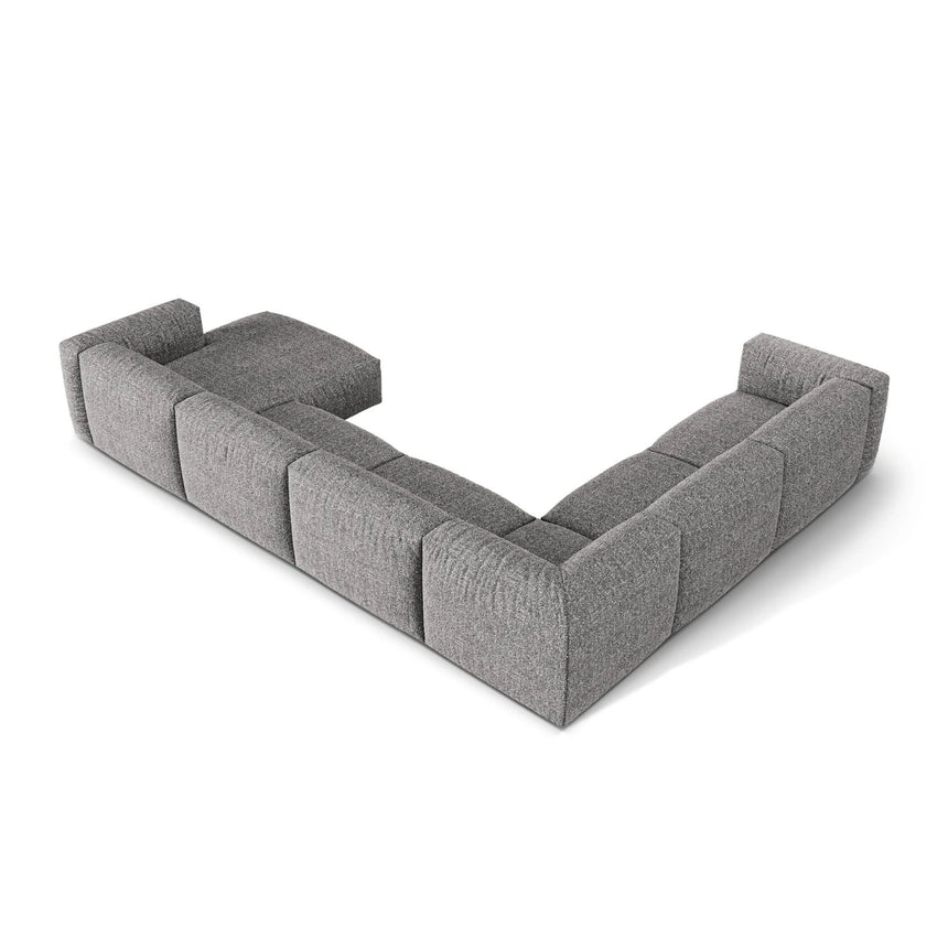 Martina modulares Panoramasofa, Linke Seite, Sitztiefe 76 cm, aus Boucle in Graphit (Monet Graphite), 406x316 cm von Micadoni – Bild 4