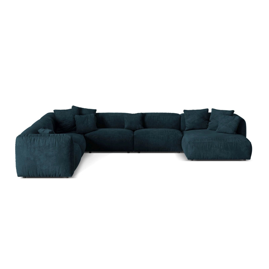 Martina modulares Panoramasofa, Linke Seite, Sitztiefe 76 cm, aus Samt in Deep Petrol (Vogue 13), 406x316 cm von Micadoni – Bild 1