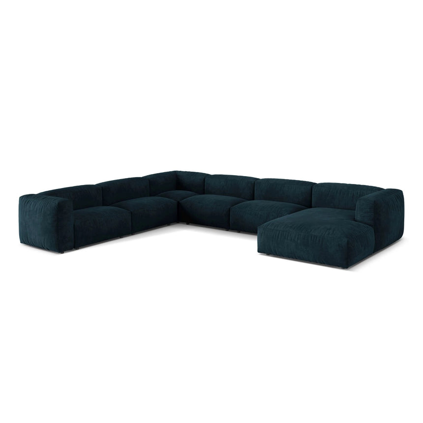 Martina modulares Panoramasofa, Linke Seite, Sitztiefe 76 cm, aus Samt in Deep Petrol (Vogue 13), 406x316 cm von Micadoni – Bild 3