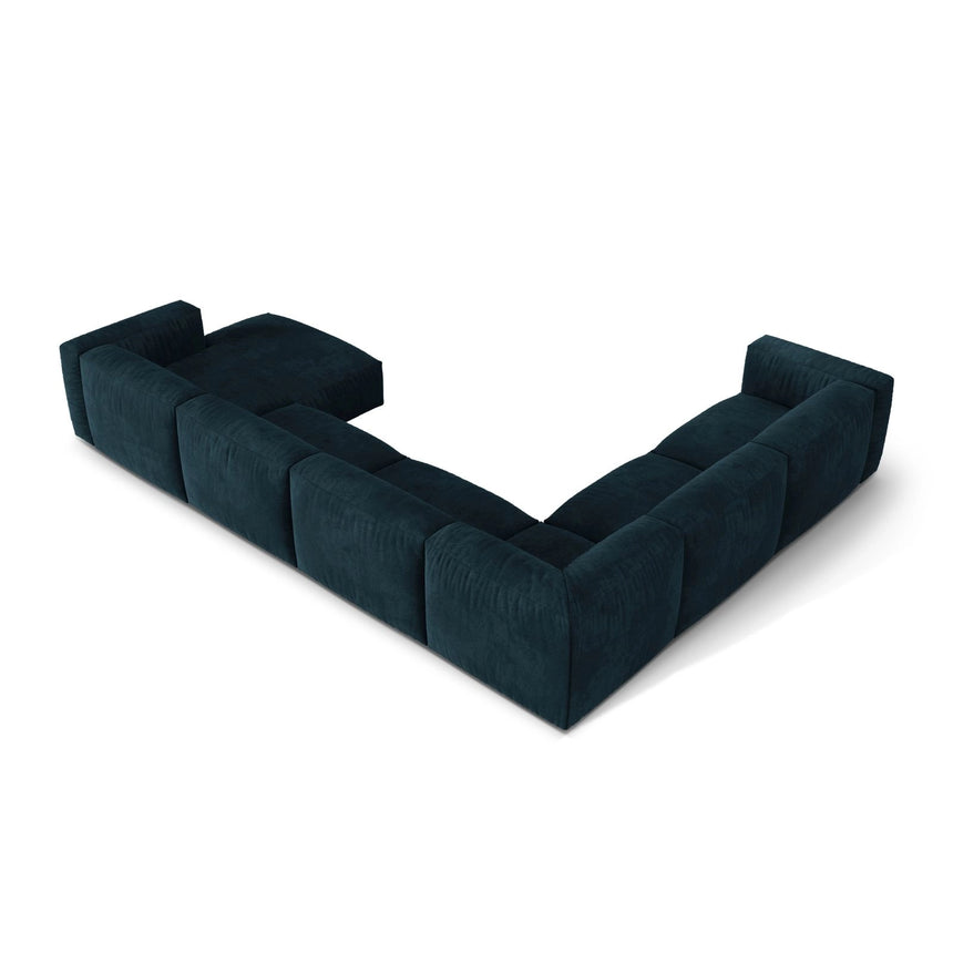 Martina modulares Panoramasofa, Linke Seite, Sitztiefe 76 cm, aus Samt in Deep Petrol (Vogue 13), 406x316 cm von Micadoni – Bild 4