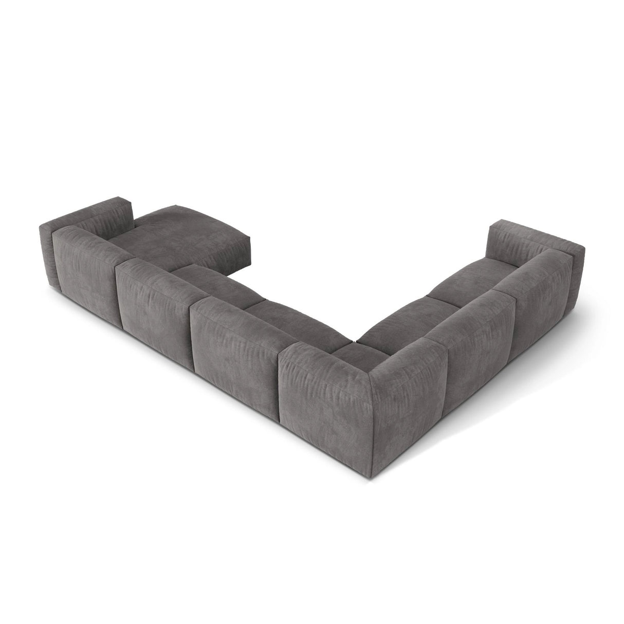 Martina modulares Panoramasofa, Linke Seite, Sitztiefe 76 cm, aus Samt in Grau (Vogue 15), 406x316 cm von Micadoni – Bild 4