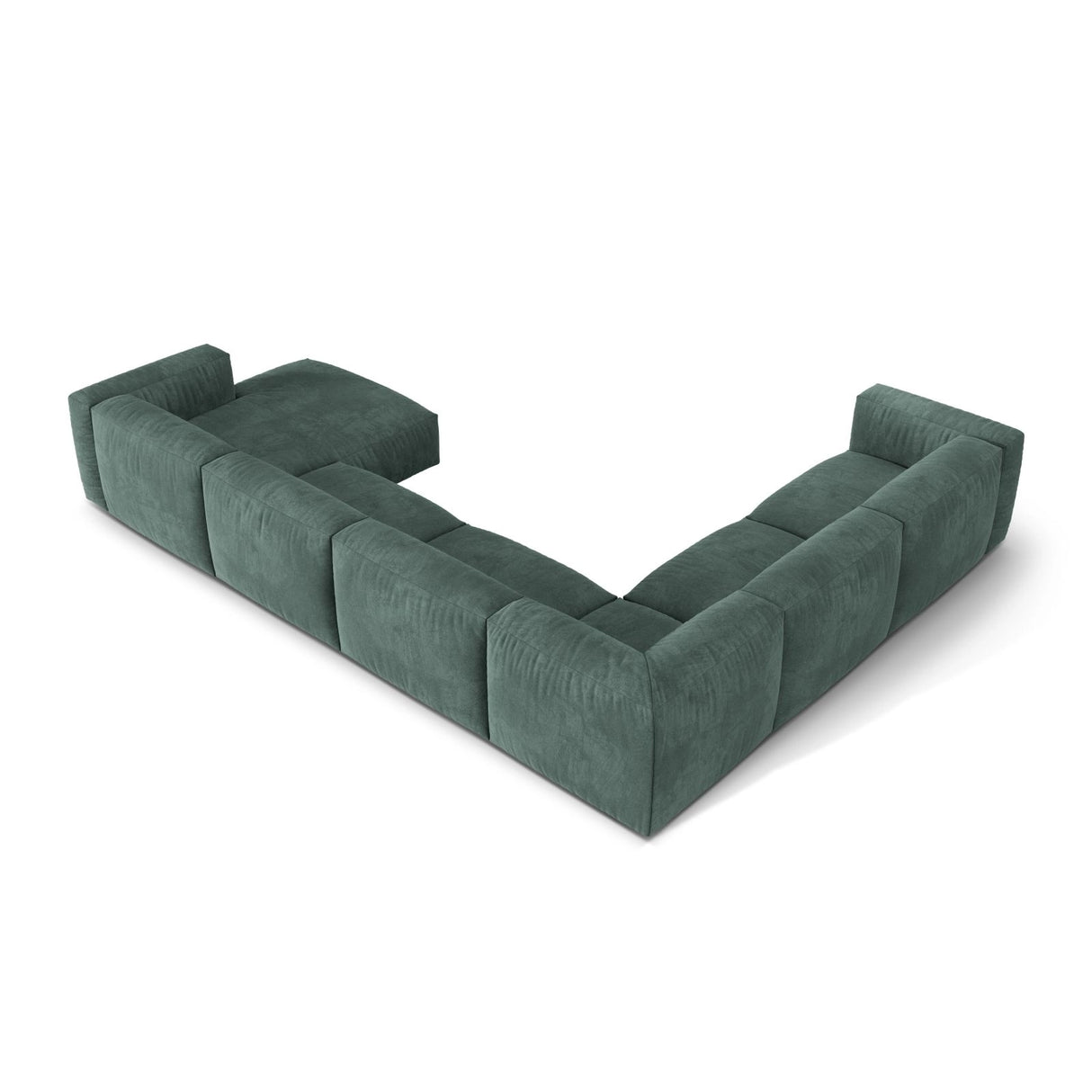 Martina modulares Panoramasofa, Linke Seite, Sitztiefe 76 cm, aus Samt in Petrol (Vogue 12), 406x316 cm von Micadoni – Bild 4