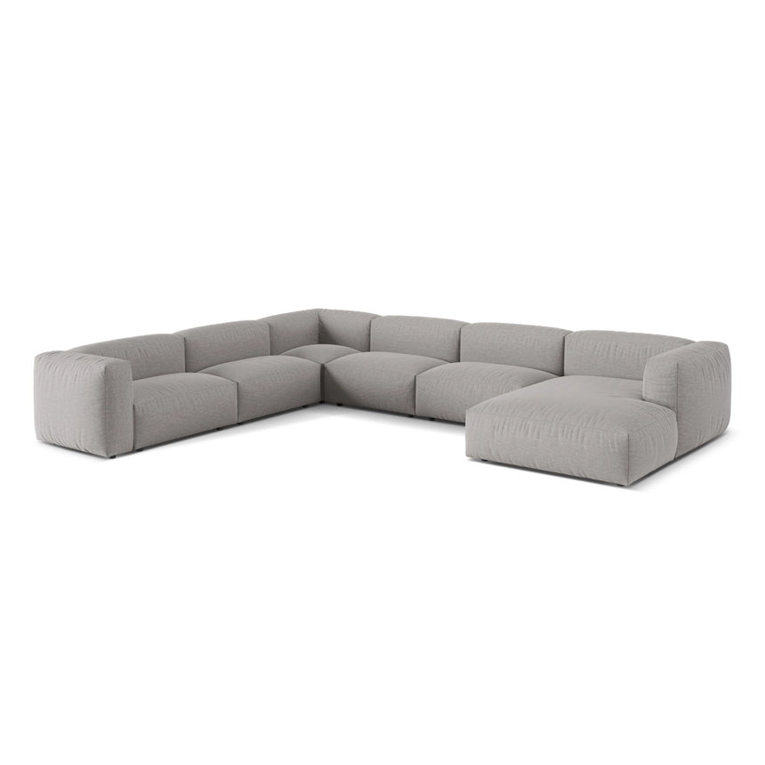 Martina modulares Panoramasofa, Linke Seite, Sitztiefe 76 cm, aus Strukturierter Stoff in Hellgrau (Boston Light Grey), 406x316 cm von Micadoni – Bild 3
