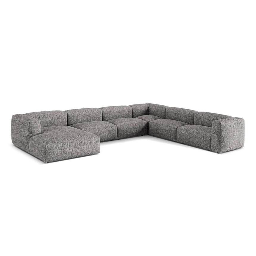 Martina modulares Panoramasofa, Rechte Seite, Sitztiefe 76 cm, aus Boucle in Graphit (Monet Graphite), 406x316 cm von Micadoni – Bild 3