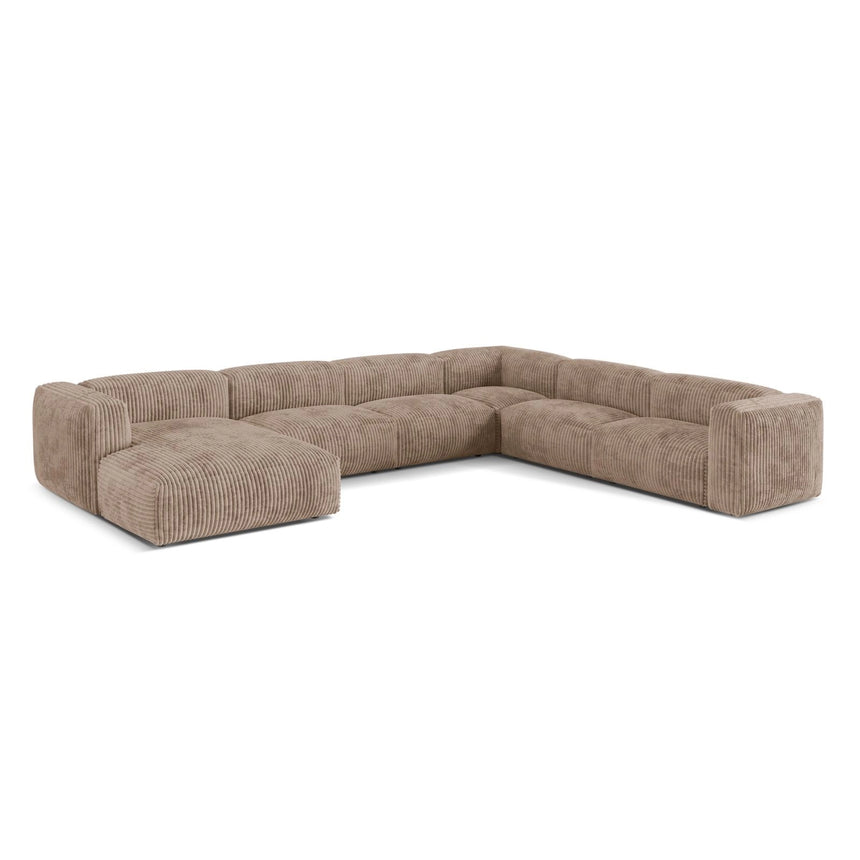 Martina modulares Panoramasofa, Rechte Seite, Sitztiefe 76 cm, aus Cord in Acorn (Tilia 17), 406x316 cm von Micadoni – Bild 3