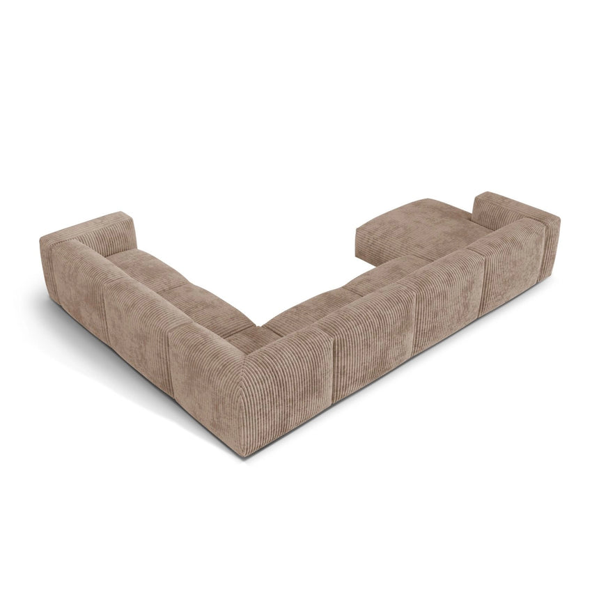 Martina modulares Panoramasofa, Rechte Seite, Sitztiefe 76 cm, aus Cord in Acorn (Tilia 17), 406x316 cm von Micadoni – Bild 4