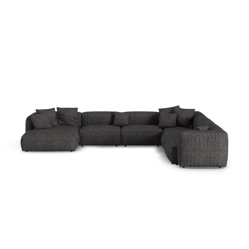 Martina modulares Panoramasofa, Rechte Seite, Sitztiefe 90 cm, aus Boucle in Anthrazit (Monet Anthracite), 420x330 cm von Micadoni – Bild 1