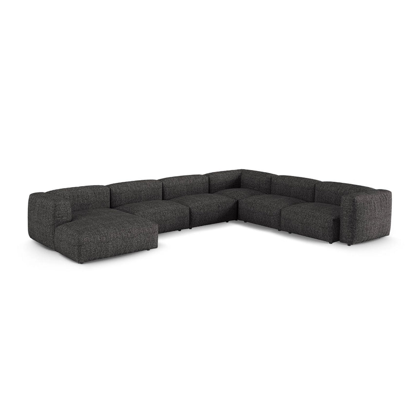 Martina modulares Panoramasofa, Rechte Seite, Sitztiefe 90 cm, aus Boucle in Anthrazit (Monet Anthracite), 420x330 cm von Micadoni – Bild 3