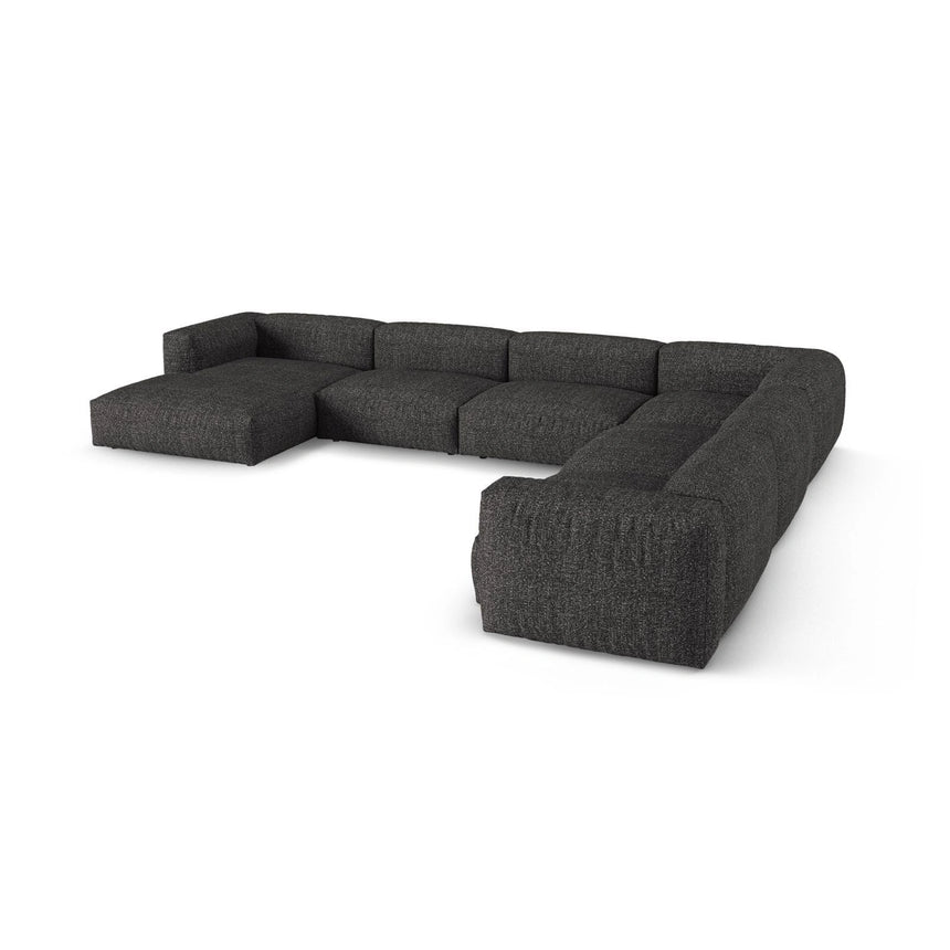 Martina modulares Panoramasofa, Rechte Seite, Sitztiefe 90 cm, aus Boucle in Anthrazit (Monet Anthracite), 420x330 cm von Micadoni – Bild 4