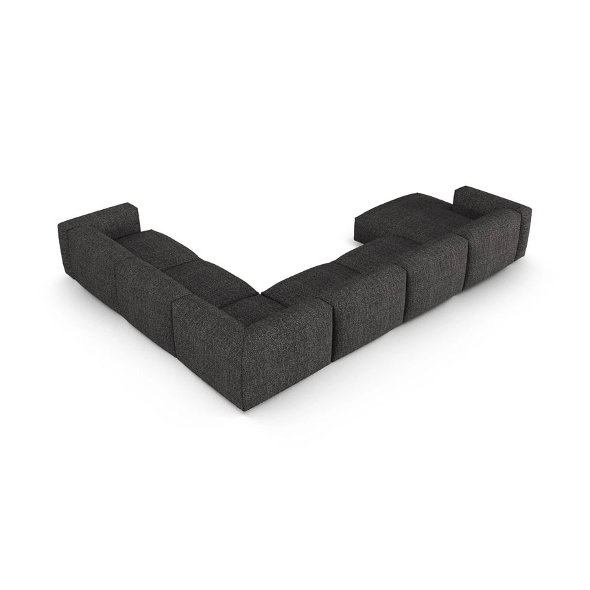 Martina modulares Panoramasofa, Rechte Seite, Sitztiefe 90 cm, aus Boucle in Anthrazit (Monet Anthracite), 420x330 cm von Micadoni – Bild 5