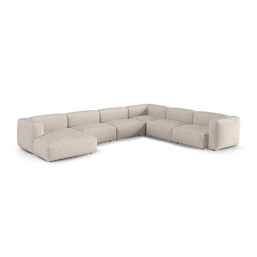 Martina modulares Panoramasofa, Rechte Seite, Sitztiefe 90 cm, aus Boucle in Beige (Monet Sand), 420x330 cm von Micadoni – Bild 3
