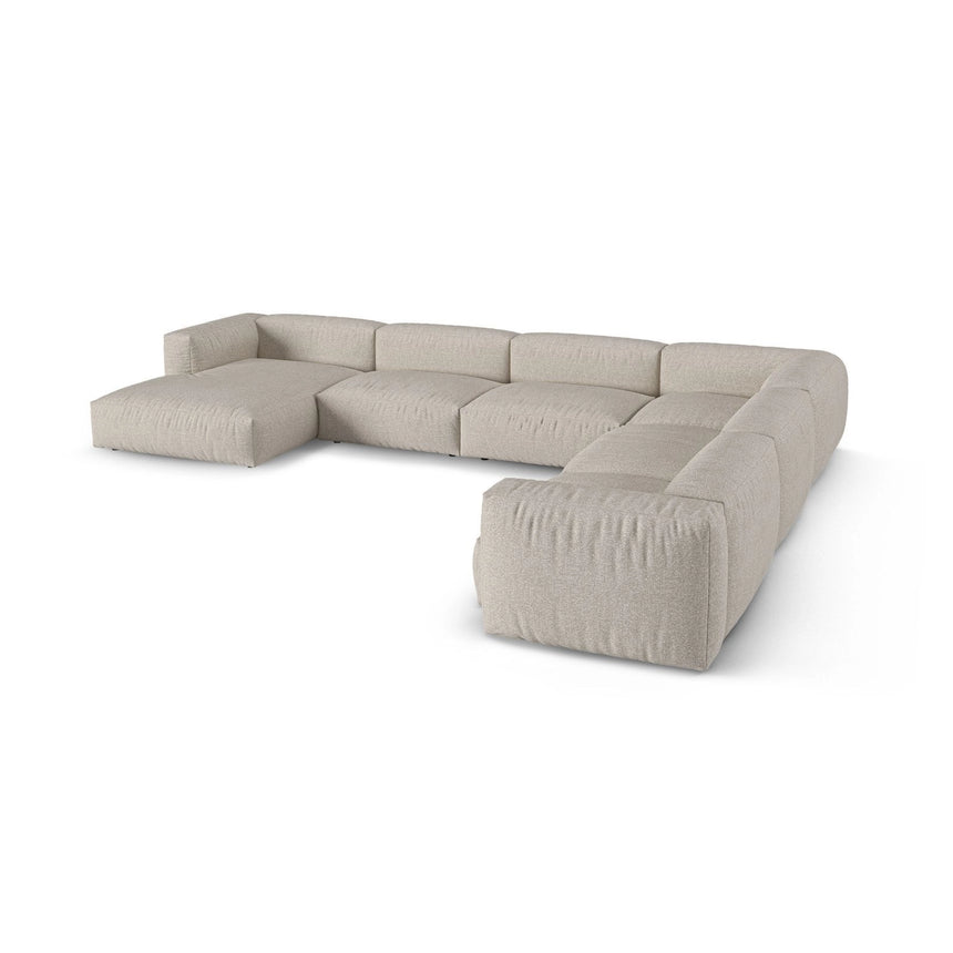 Martina modulares Panoramasofa, Rechte Seite, Sitztiefe 90 cm, aus Boucle in Beige (Monet Sand), 420x330 cm von Micadoni – Bild 4