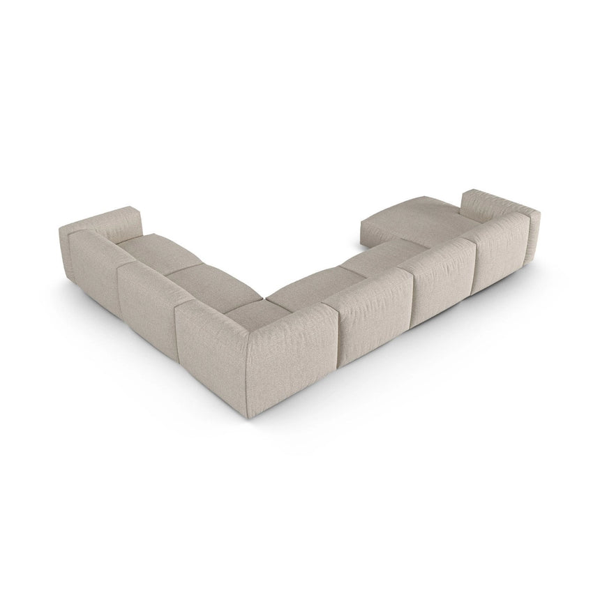 Martina modulares Panoramasofa, Rechte Seite, Sitztiefe 90 cm, aus Boucle in Beige (Monet Sand), 420x330 cm von Micadoni – Bild 5