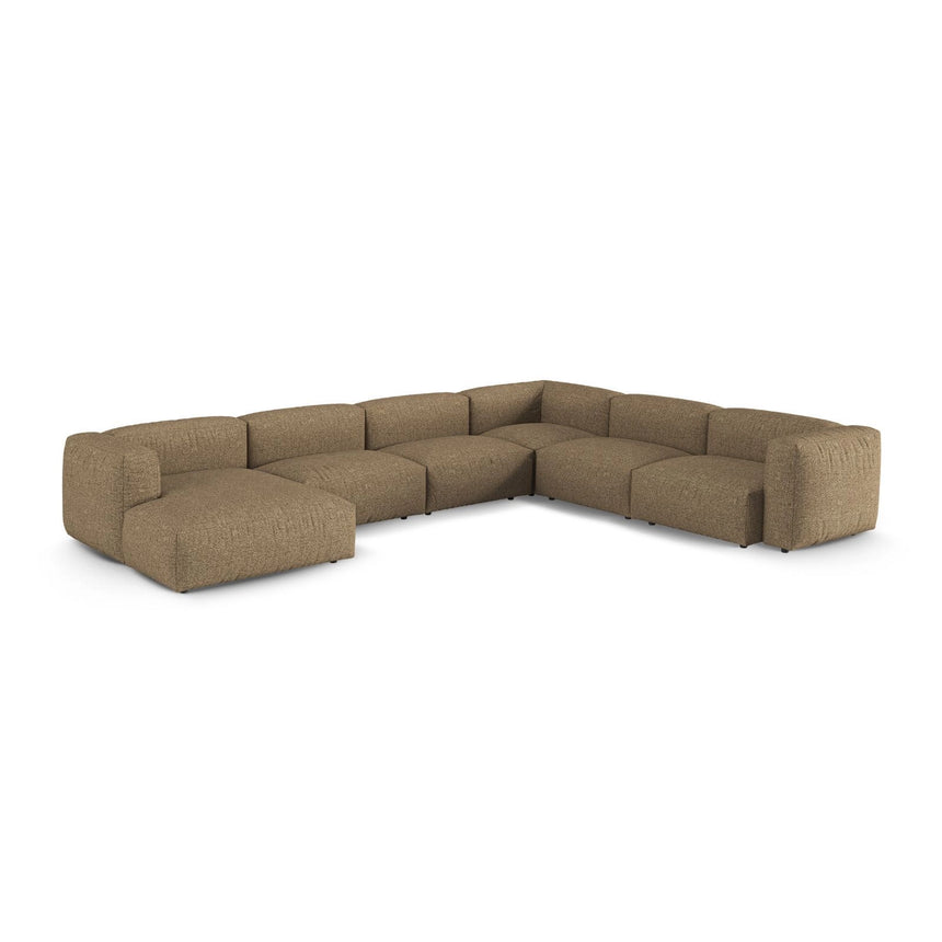 Martina modulares Panoramasofa, Rechte Seite, Sitztiefe 90 cm, aus Boucle in Cappuccino (Monet Cappucino), 420x330 cm von Micadoni – Bild 3