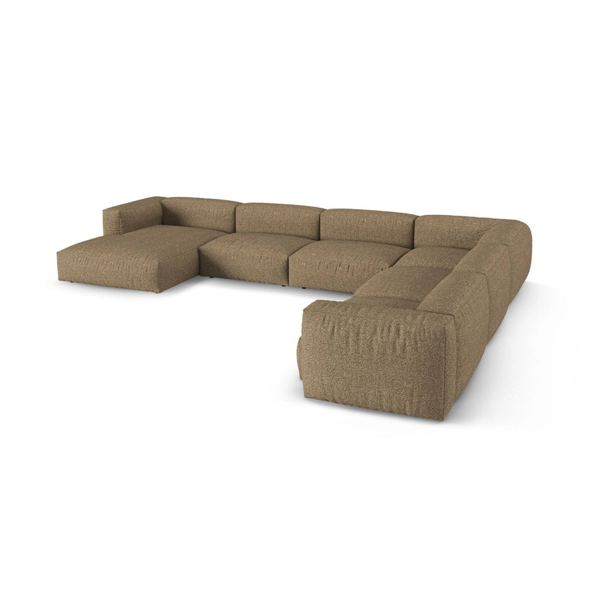 Martina modulares Panoramasofa, Rechte Seite, Sitztiefe 90 cm, aus Boucle in Cappuccino (Monet Cappucino), 420x330 cm von Micadoni – Bild 4
