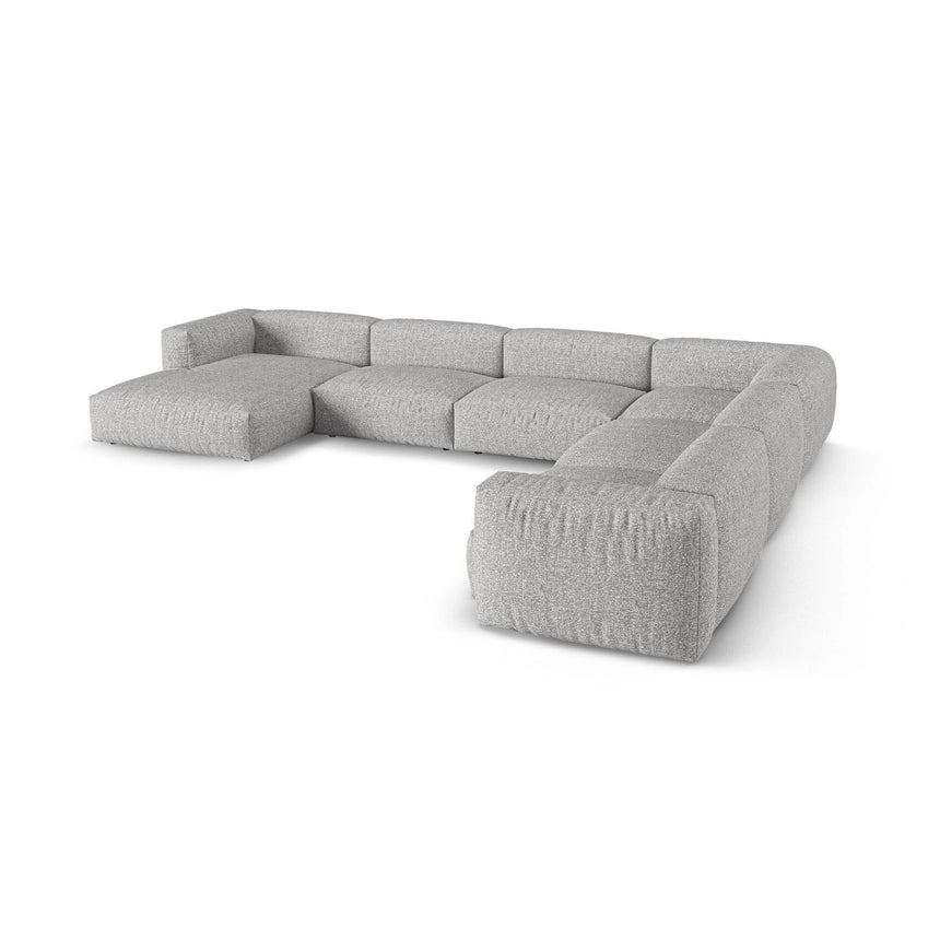 Martina modulares Panoramasofa, Rechte Seite, Sitztiefe 90 cm, aus Boucle in Silber (Monet Silver), 420x330 cm von Micadoni – Bild 4