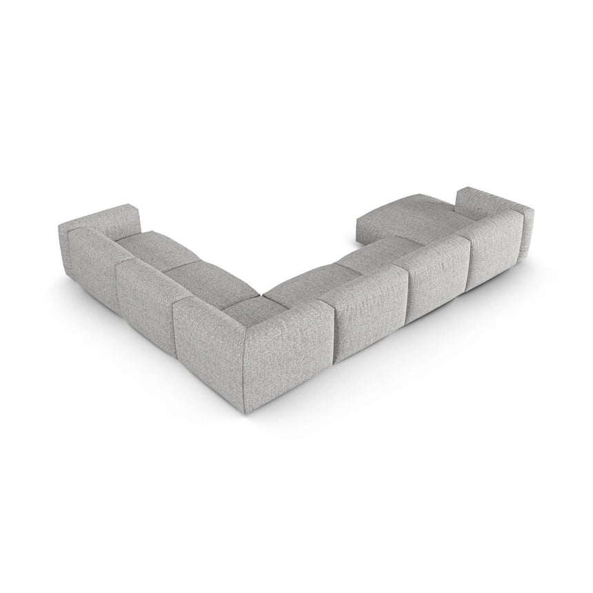 Martina modulares Panoramasofa, Rechte Seite, Sitztiefe 90 cm, aus Boucle in Silber (Monet Silver), 420x330 cm von Micadoni – Bild 5