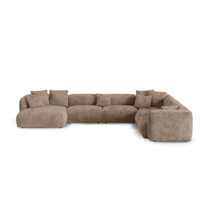 Martina modulares Panoramasofa, Rechte Seite, Sitztiefe 90 cm, aus Cord in Acorn (Tilia 17), 420x330 cm von Micadoni – Bild 1