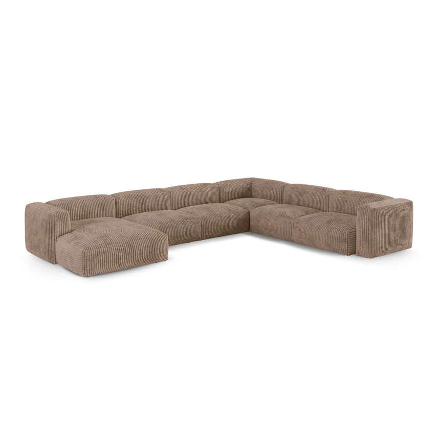 Martina modulares Panoramasofa, Rechte Seite, Sitztiefe 90 cm, aus Cord in Acorn (Tilia 17), 420x330 cm von Micadoni – Bild 3