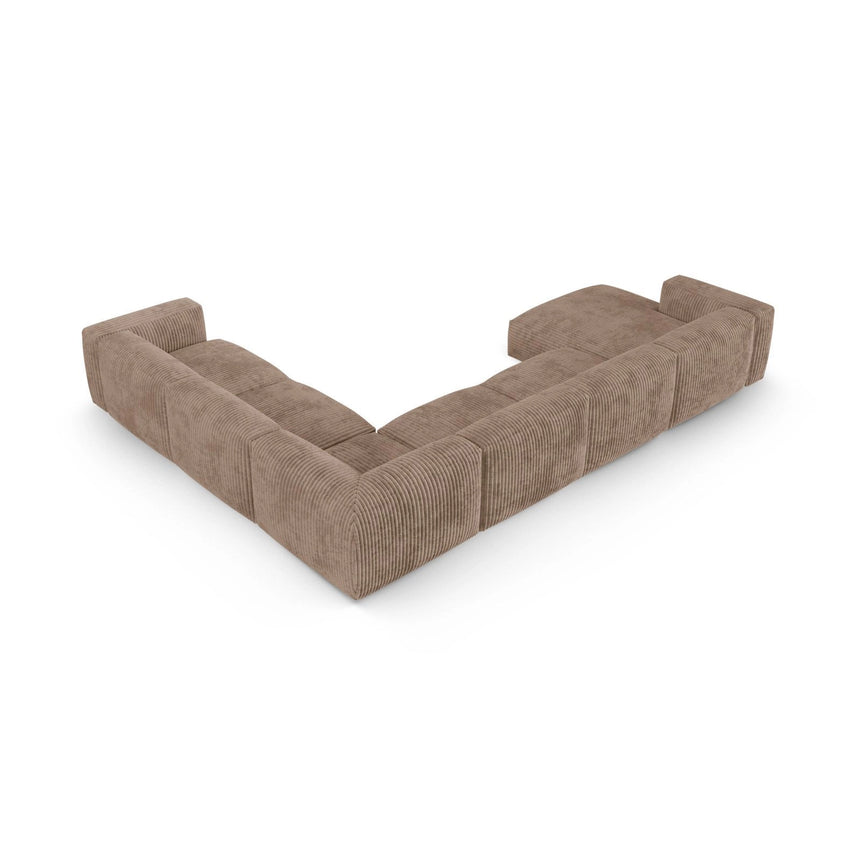 Martina modulares Panoramasofa, Rechte Seite, Sitztiefe 90 cm, aus Cord in Acorn (Tilia 17), 420x330 cm von Micadoni – Bild 5