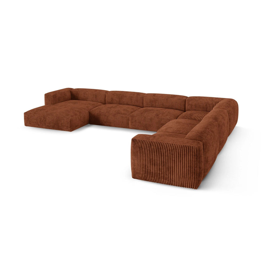 Martina modulares Panoramasofa, Rechte Seite, Sitztiefe 90 cm, aus Cord in Brick (Tilia 52), 420x330 cm von Micadoni – Bild 4