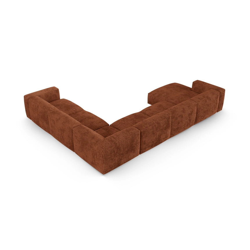 Martina modulares Panoramasofa, Rechte Seite, Sitztiefe 90 cm, aus Cord in Brick (Tilia 52), 420x330 cm von Micadoni – Bild 5