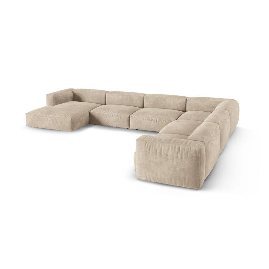 Martina modulares Panoramasofa, Rechte Seite, Sitztiefe 90 cm, aus Samt, Cord, Boucle oder Strukturstoff, 420x330 cm von Micadoni – Bild 4