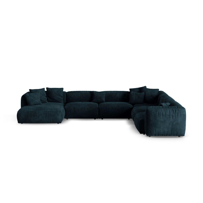 Martina modulares Panoramasofa, Rechte Seite, Sitztiefe 90 cm, aus Samt in Deep Petrol (Vogue 13), 420x330 cm von Micadoni – Bild 1
