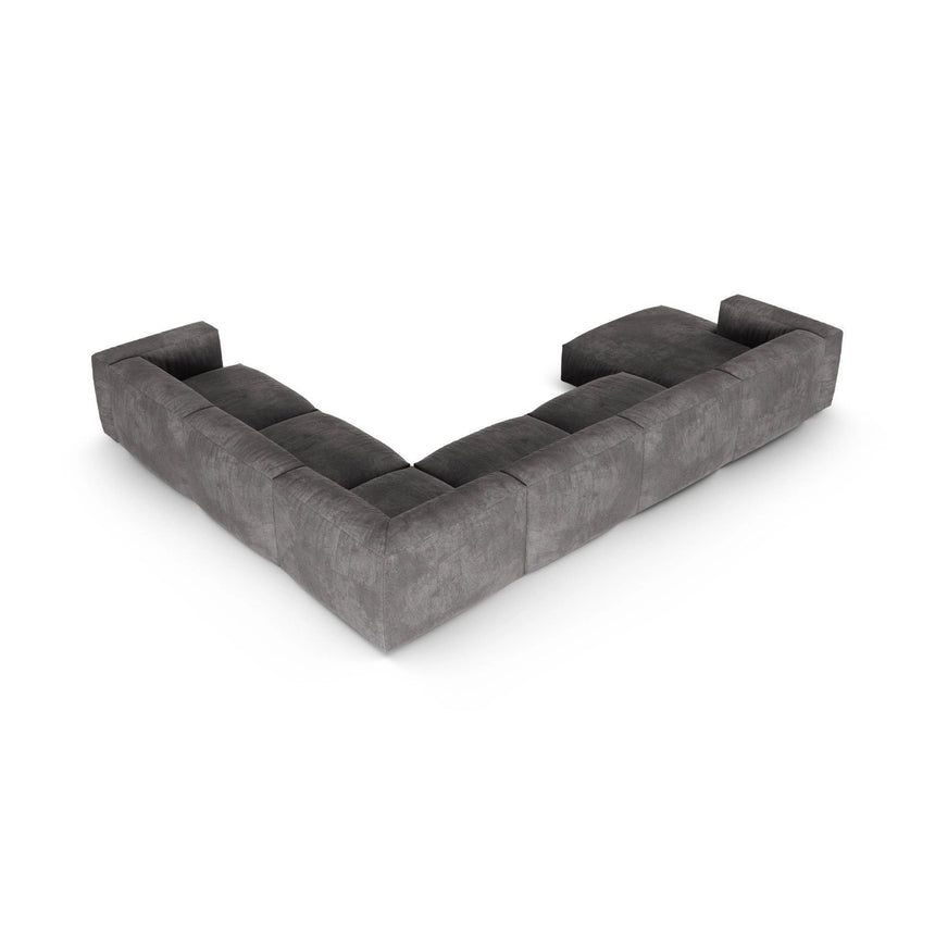 Martina modulares Panoramasofa, Rechte Seite, Sitztiefe 90 cm, aus Samt in Grau (Vogue 15), 420x330 cm von Micadoni – Bild 5