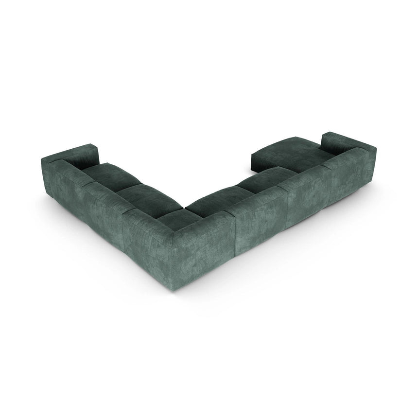 Martina modulares Panoramasofa, Rechte Seite, Sitztiefe 90 cm, aus Samt in Petrol (Vogue 12), 420x330 cm von Micadoni – Bild 5