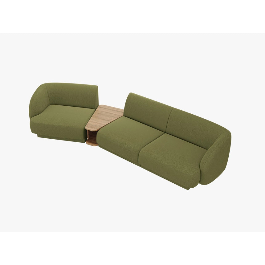 Miley Modulares 3-Sitzer Sofa, Linke Seite, aus Boucle in Dunkles olivgrün (Baloo 2090), 303x126 cm von Micadoni – Bild 4