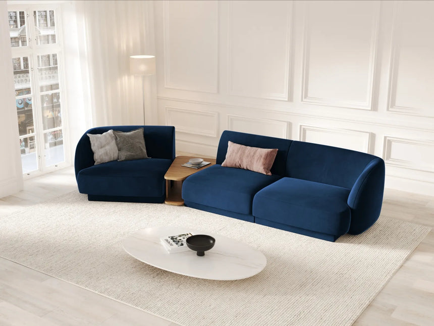 Miley Modulares 3-Sitzer Sofa, Linke Seite, aus Samt in Königsblau (Bluvel 86), 303x126 cm von Micadoni – Bild 2