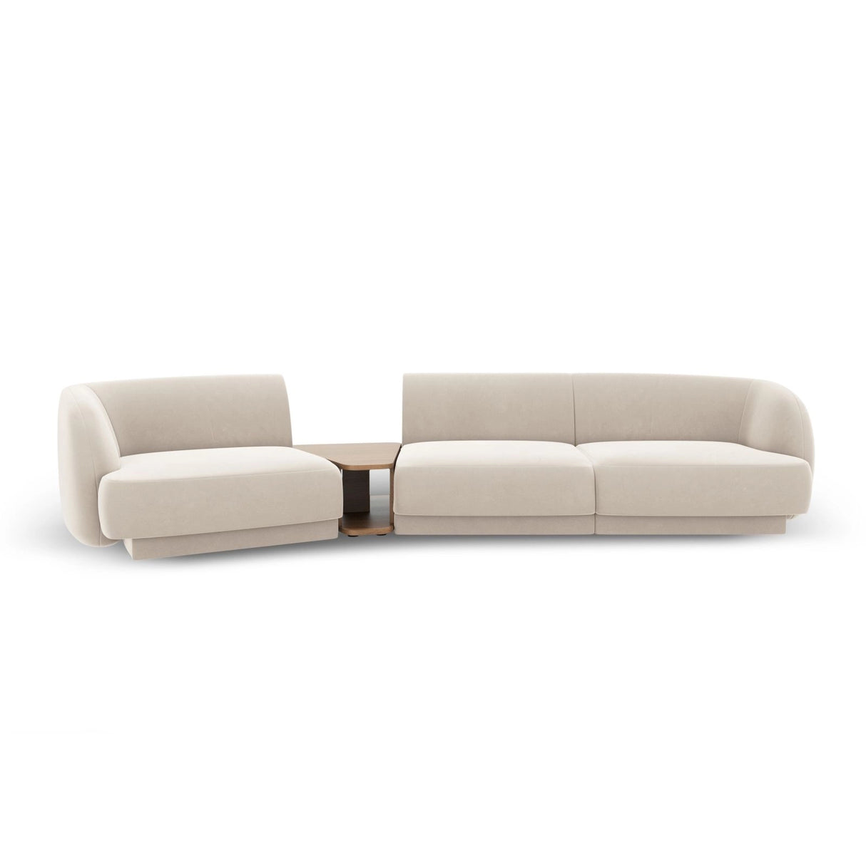 Miley Modulares 3-Sitzer Sofa, Linke Seite, aus Samt in Leichtes Beige (Bluvel 22), 303x126 cm von Micadoni – Bild 1