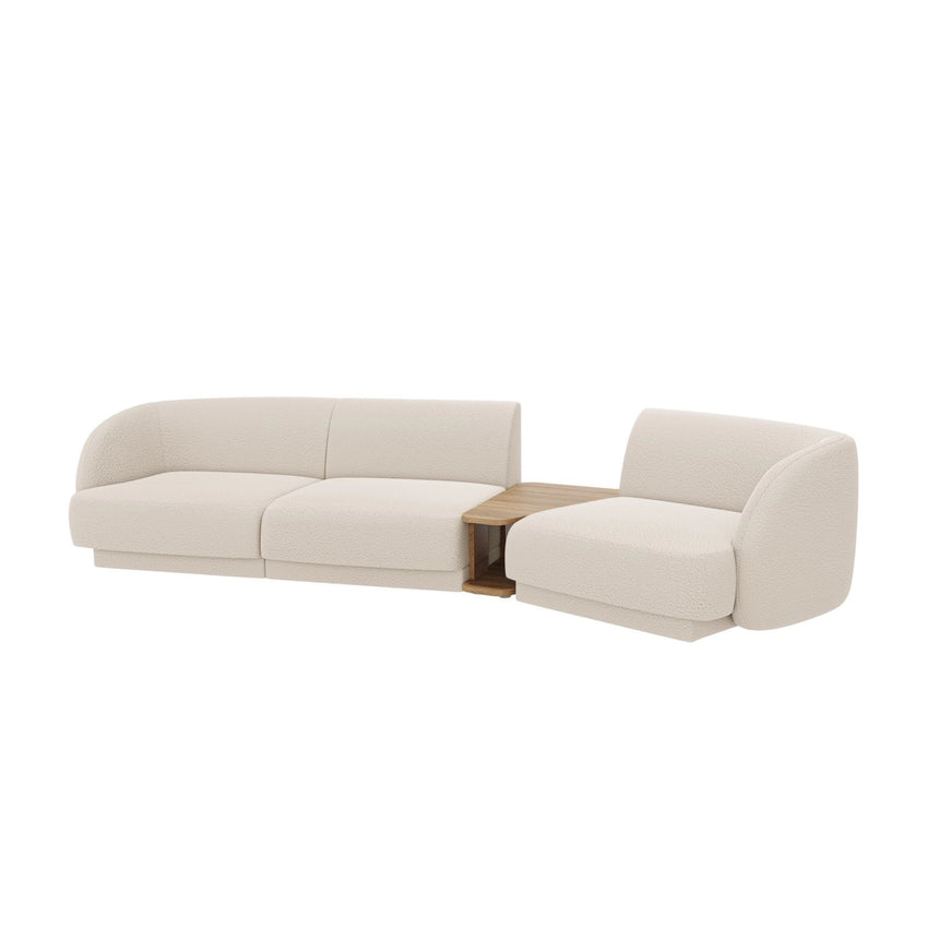 Miley Modulares 3-Sitzer Sofa, Rechte Seite, aus Boucle in Beige (Baloo 2074), 303x126 cm von Micadoni – Bild 4
