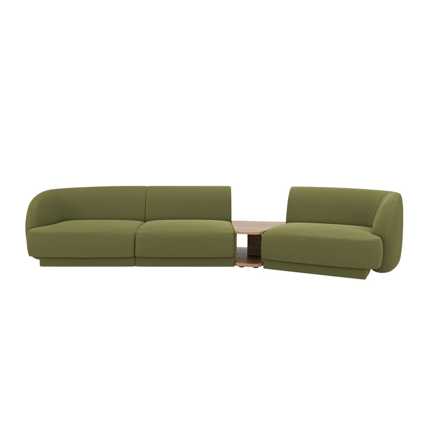 Miley Modulares 3-Sitzer Sofa, Rechte Seite, aus Boucle in Dunkles olivgrün (Baloo 2090), 303x126 cm von Micadoni – Bild 1