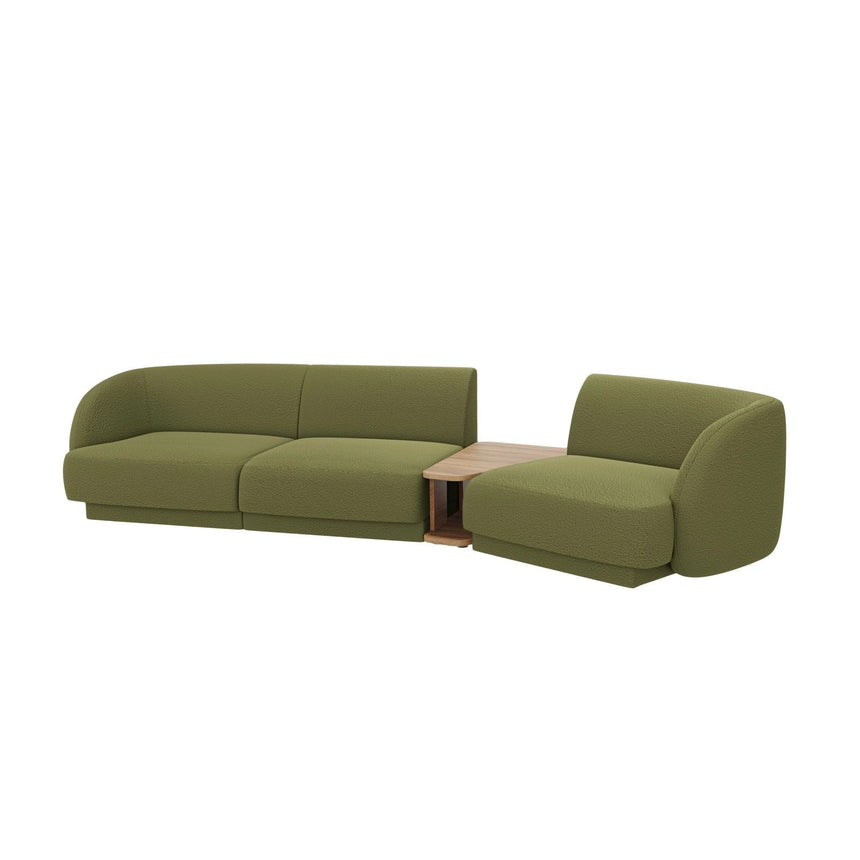 Miley Modulares 3-Sitzer Sofa, Rechte Seite, aus Boucle in Dunkles olivgrün (Baloo 2090), 303x126 cm von Micadoni – Bild 4