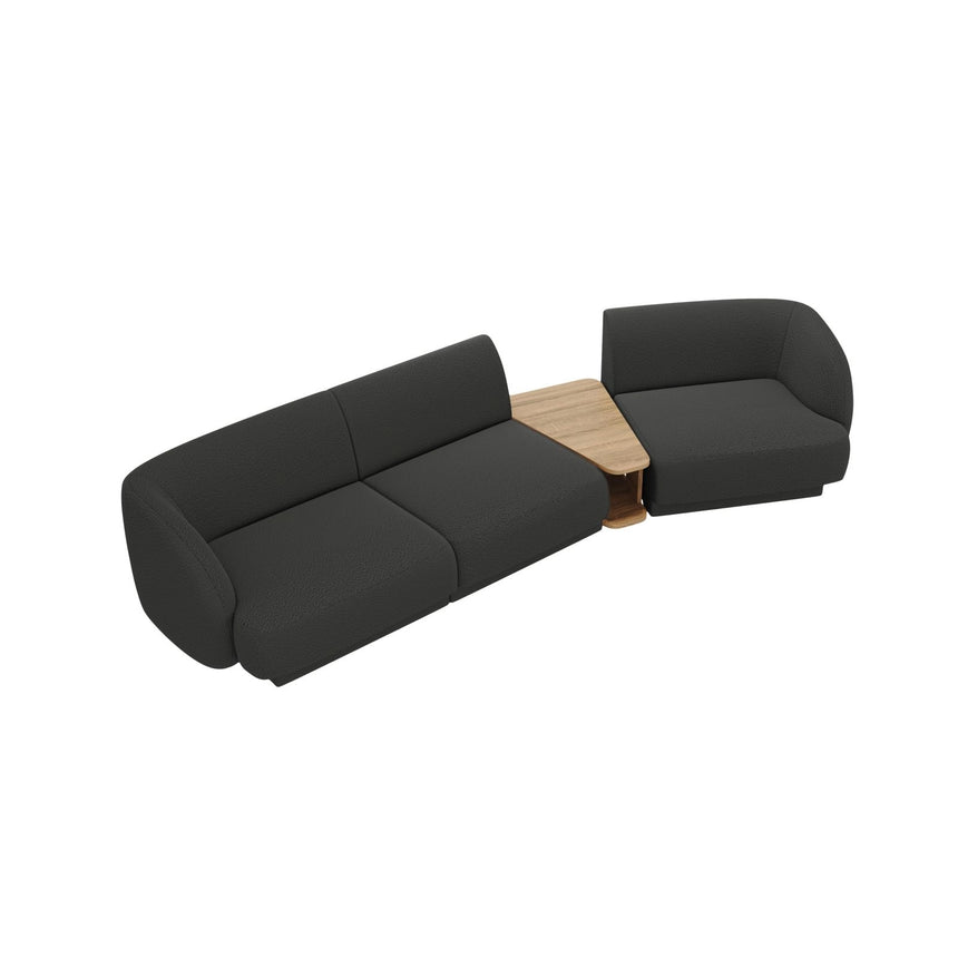 Miley Modulares 3-Sitzer Sofa, Rechte Seite, aus Boucle in Schwarz (Baloo 2082), 303x126 cm von Micadoni – Bild 3