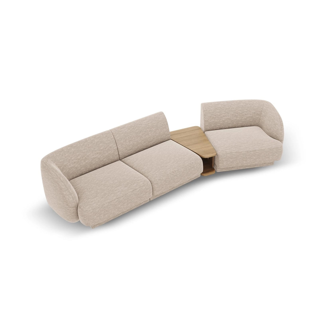 Miley Modulares 3-Sitzer Sofa, Rechte Seite, aus Chenille in Beige (Eden 3 Cream), 303x126 cm von Micadoni – Bild 4