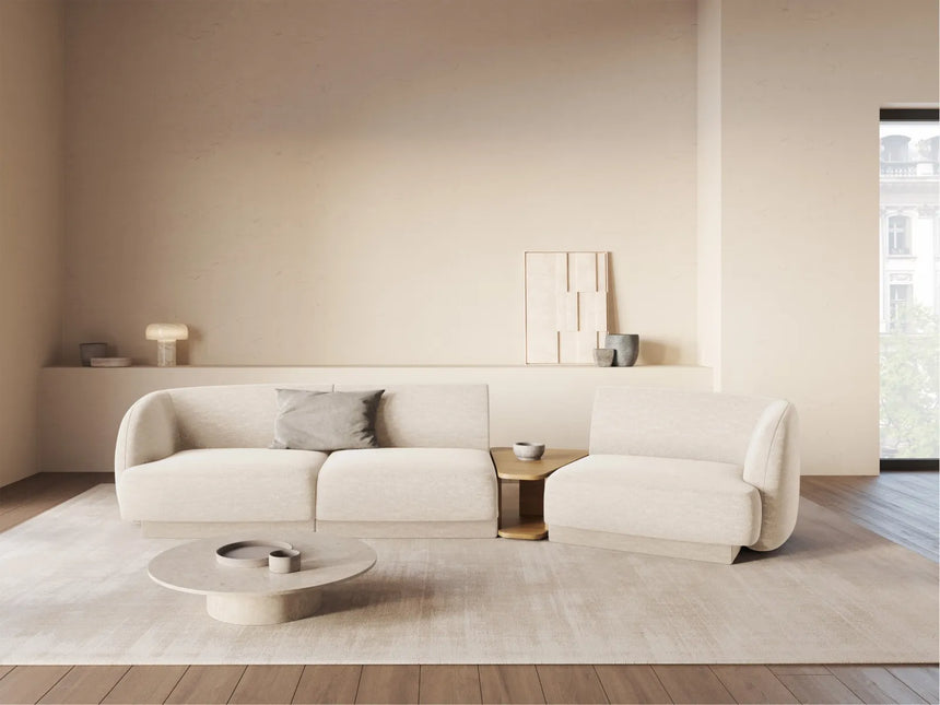 Miley Modulares 3-Sitzer Sofa, Rechte Seite, aus Chenille in Elfenbein (Eden 1 Ivory), 303x126 cm von Micadoni – Bild 2