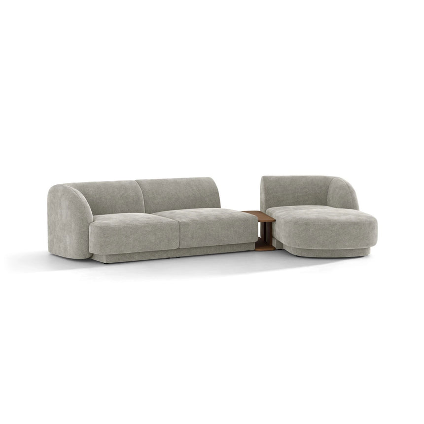 Miley Modulares 3-Sitzer Sofa, Rechte Seite, aus Chenille in Hellgrau (Haga 06), 303x178 cm von Micadoni – Bild 4