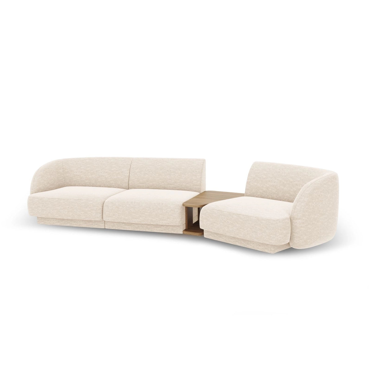 Miley Modulares 3-Sitzer Sofa, Rechte Seite, aus Chenille in Leichtes Beige (Haga 23), 303x126 cm von Micadoni – Bild 5