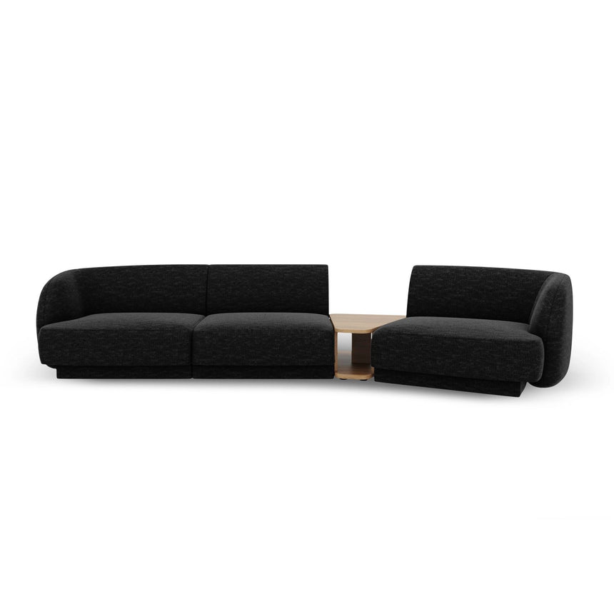 Miley Modulares 3-Sitzer Sofa, Rechte Seite, aus Chenille in Schwarz (Haga 19), 303x126 cm von Micadoni – Bild 1