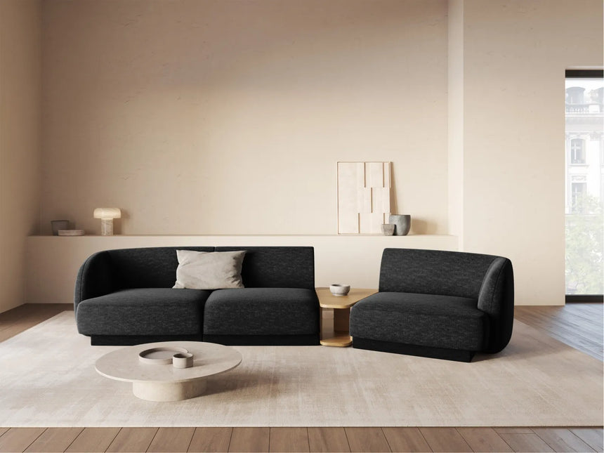 Miley Modulares 3-Sitzer Sofa, Rechte Seite, aus Chenille in Schwarz (Haga 19), 303x126 cm von Micadoni – Bild 2