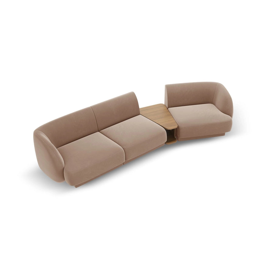 Miley Modulares 3-Sitzer Sofa, Rechte Seite, aus Samt in Cappuccino (Bluvel 40), 303x126 cm von Micadoni – Bild 4