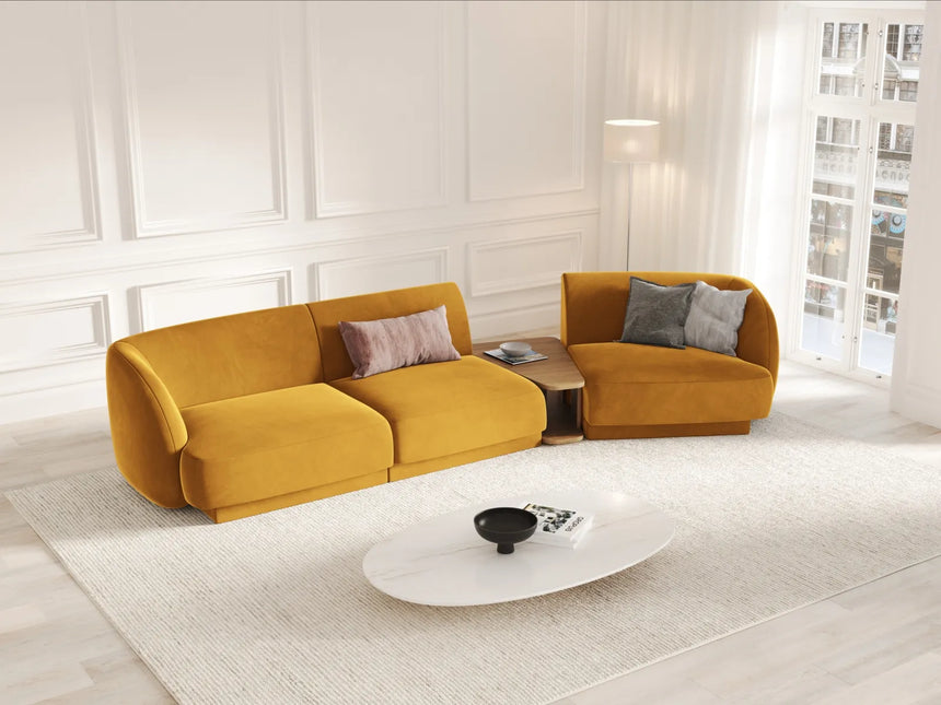 Miley Modulares 3-Sitzer Sofa, Rechte Seite, aus Samt in Gelb (Bluvel 68), 303x126 cm von Micadoni – Bild 2