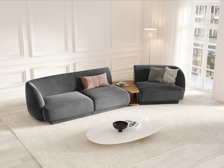 Miley Modulares 3-Sitzer Sofa, Rechte Seite, aus Samt in Grau (Bluvel 14), 303x126 cm von Micadoni – Bild 2