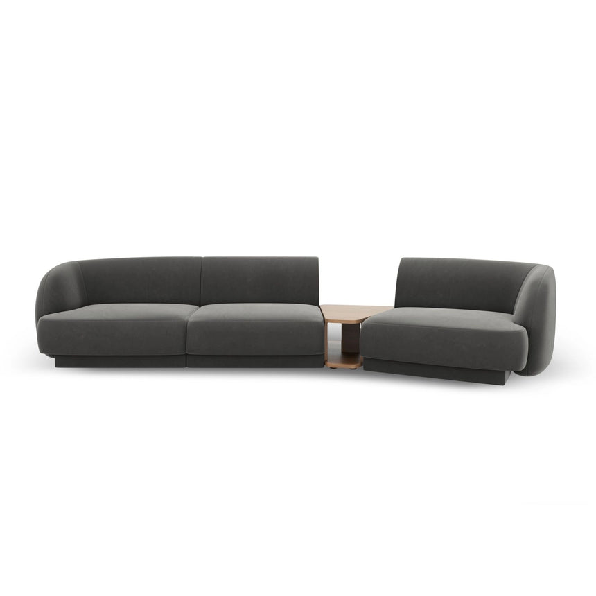 Miley Modulares 3-Sitzer Sofa, Rechte Seite, aus Samt in Hellgrau (Bluvel 13), 303x126 cm von Micadoni – Bild 1