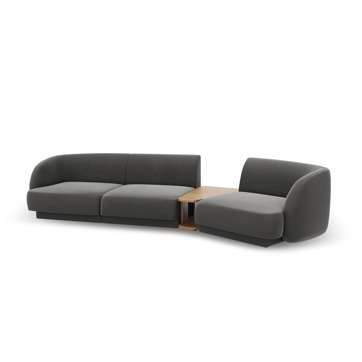 Miley Modulares 3-Sitzer Sofa, Rechte Seite, aus Samt in Hellgrau (Bluvel 13), 303x126 cm von Micadoni – Bild 5
