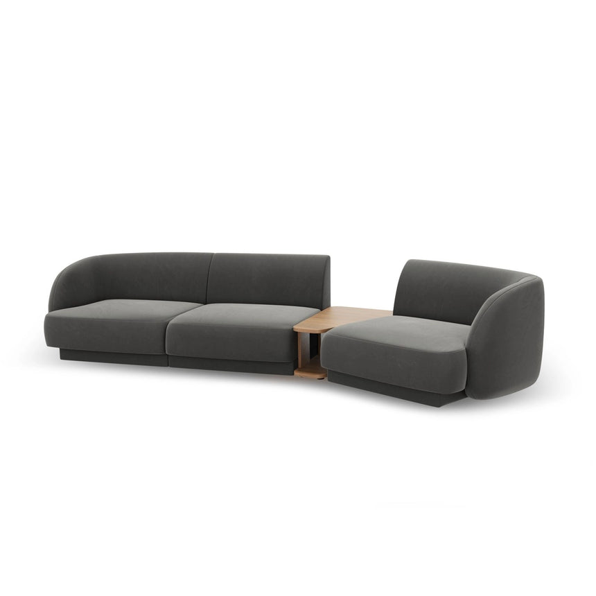 Miley Modulares 3-Sitzer Sofa, Rechte Seite, aus Samt in Hellgrau (Bluvel 13), 303x126 cm von Micadoni – Bild 5