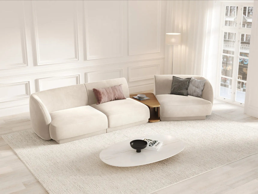 Miley Modulares 3-Sitzer Sofa, Rechte Seite, aus Samt in Leichtes Beige (Bluvel 22), 303x126 cm von Micadoni – Bild 2